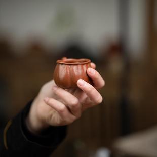 沐一堂茶器宜兴原矿紫砂杯泥绘刻绘小杯小清新主人杯单杯茶杯茶具