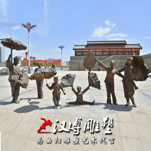 玻璃钢仿铜扭秧歌人物雕塑景观广场民俗民风人物铜雕陕北民俗雕塑
