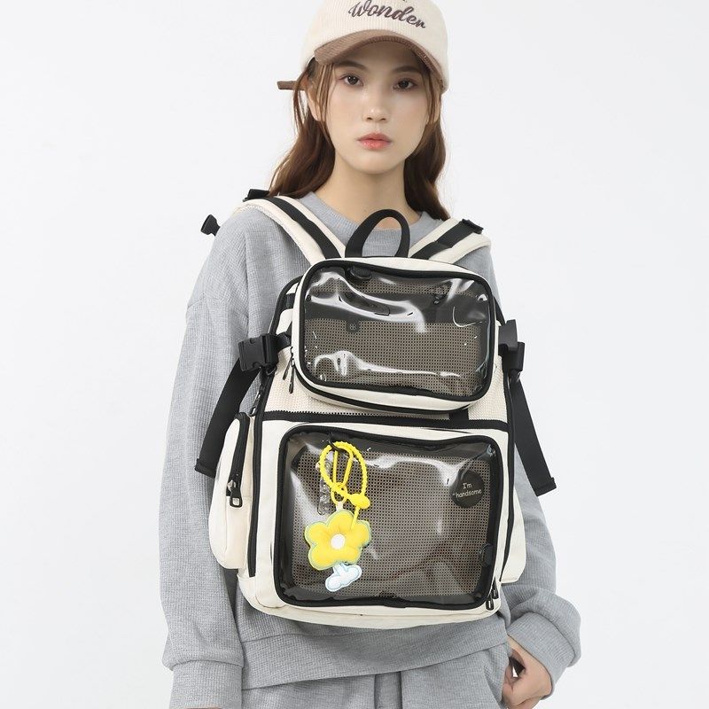 痛包娃包透明包包书包女大学生2024新款时尚双肩包大容量男生背包,箱包皮具/热销女包/男包,双肩背包,淘宝优惠券,粉丝福利购,淘宝优惠卷