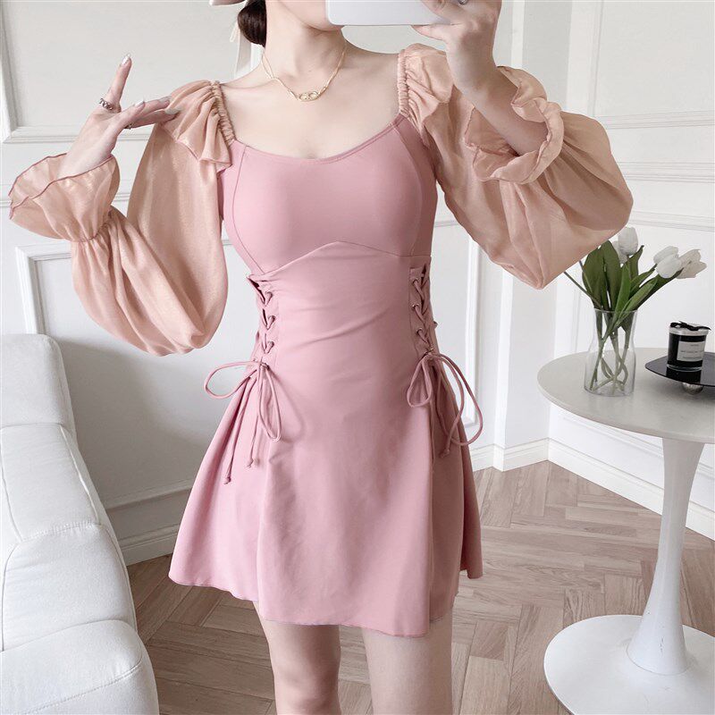 少女2024年新款夏季海边度假泳衣女款显瘦连体保守高级感遮肉大码