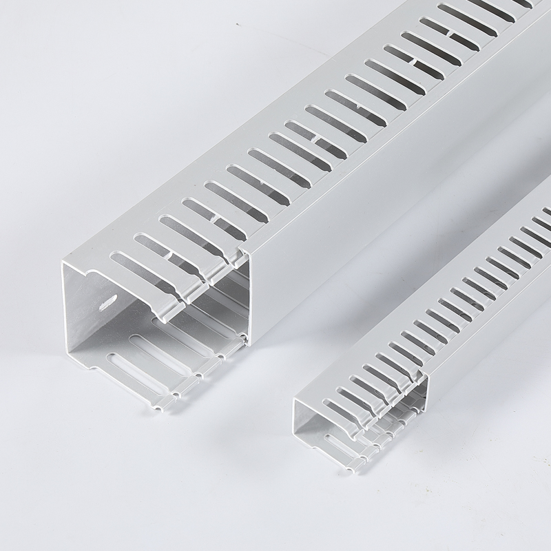 明装pvc阻燃U型工业塑料线槽电箱控制电柜走线行配卡布线槽浅灰色