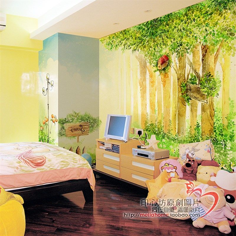 林间幽径 大型定制壁画 儿童房间装饰 电视背景墙纸 韩式田园壁纸