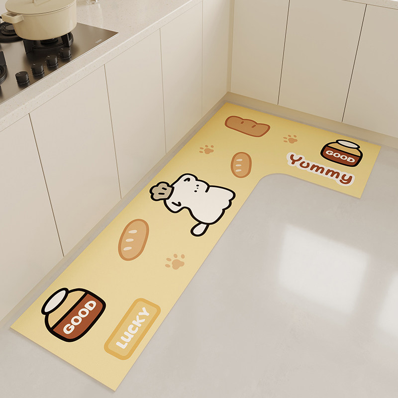 L型厨房地垫防水防油卡通软脚垫免洗可擦易打理PU皮革耐脏防滑垫,居家布艺,厨房地垫,淘宝优惠券,粉丝福利购,淘宝优惠卷