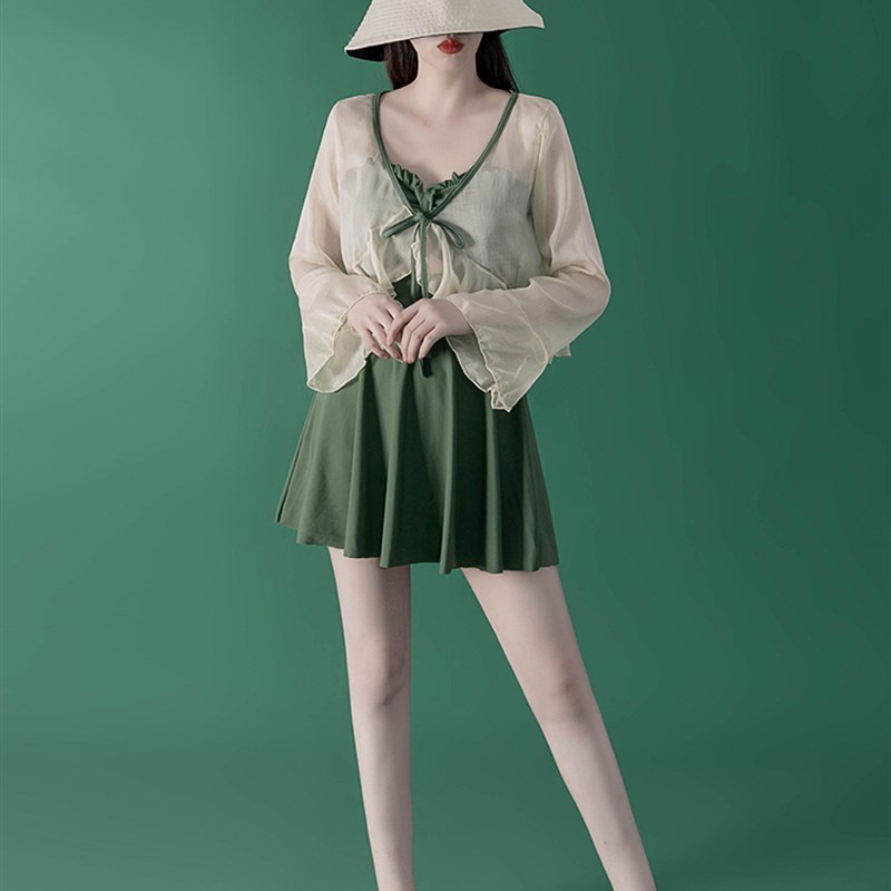 【仙灵女屋】网红风仙气2021年新款时尚遮肚温泉保守夏连体泳衣女