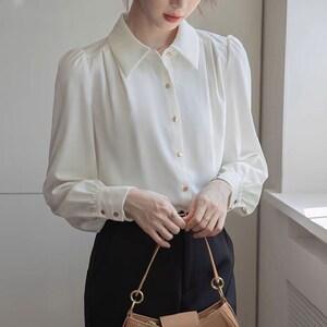 高级感气质优雅职业面试白色女士衬D衫春秋季新款时尚洋气长袖衬