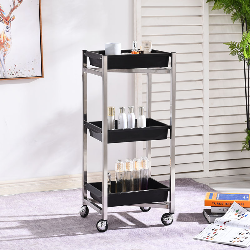 新品不锈钢美发推车整体三层推车工具车美发染发推车