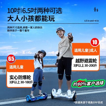 儿童智能电动自平衡车3一6一12无杆10一15平行车成人2024新款