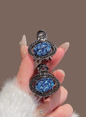 高级感蓝色星球发夹女q精致小号抓夹发卡顶夹发饰侧边刘海碎发夹