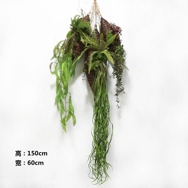 壁挂花盆奶茶店墙壁饭店餐厅墙面软装柳编装饰品墙上植物挂件绿萝