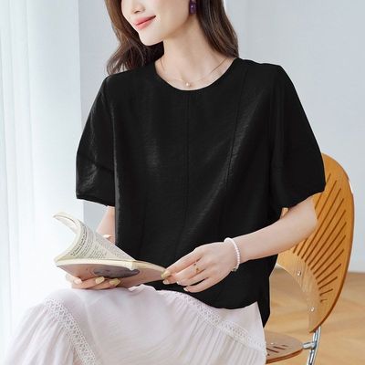 棉茧莱赛尔天丝衬衫女短袖2025