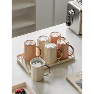 客厅招待客人杯子茶杯带把手 轻奢高级感水杯家用高档茶具水具套装