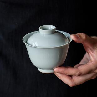 复古家用陶瓷单个手抓泡茶碗功夫茶具定制 仿古釉大号盖碗茶杯中式