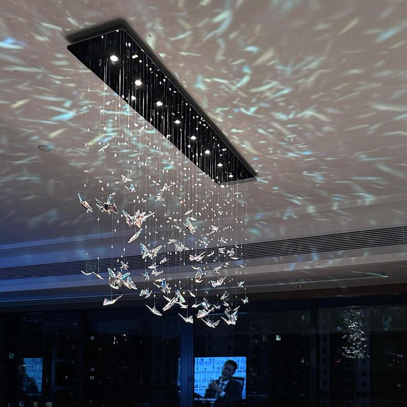 意式轻奢现代餐厅吊灯K9蝴蝶水晶高级感吧台岛台氛围灯具中山工厂