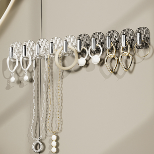 镜柜门后项链收纳挂架手链耳环联排挂钩防缠绕壁挂式首饰品展示架