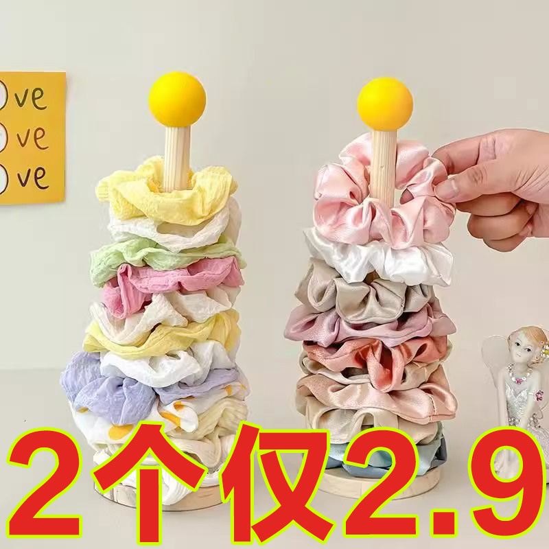 头花实木皮筋立式鲨鱼夹发圈