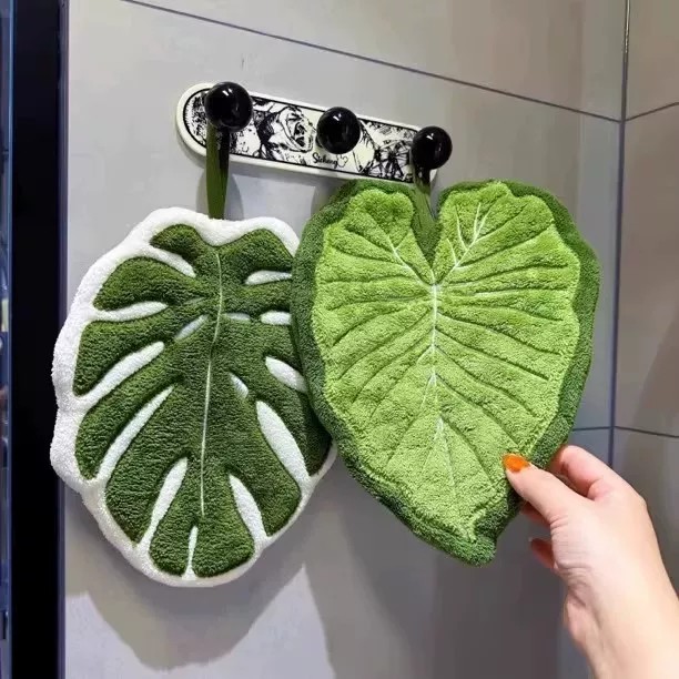 叶子挂式加厚吸水擦手毛巾