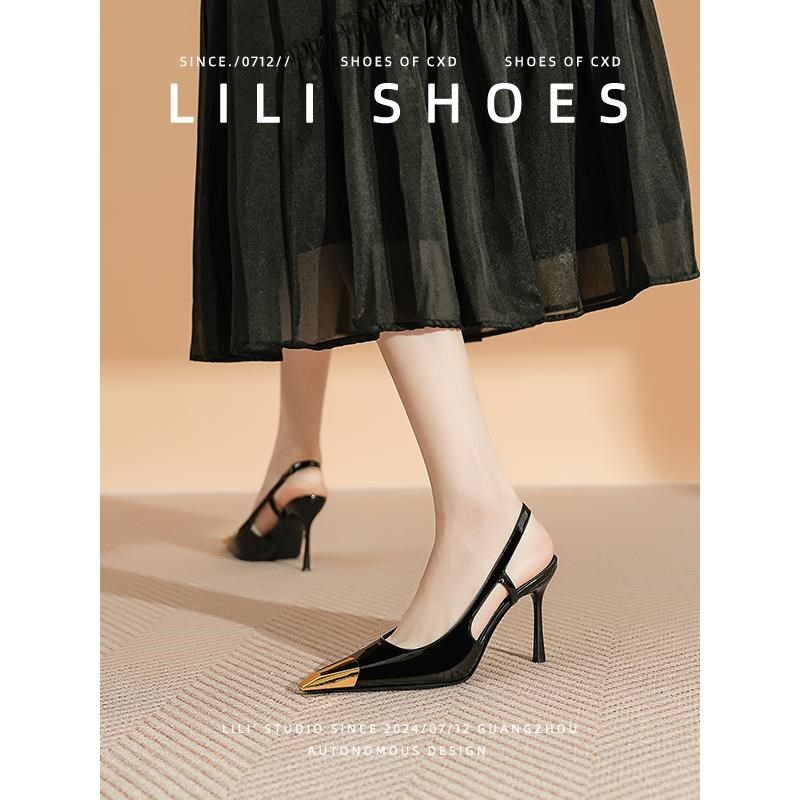 黑色高跟鞋女2025新款气v质高级不累脚日常百搭细跟高跟凉鞋女夏