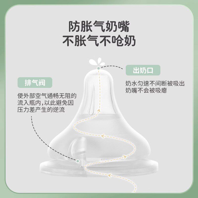 moyuum婴儿硅胶奶嘴柔软胀防气宝宝奶嘴新生仿母乳适配moyuum奶瓶