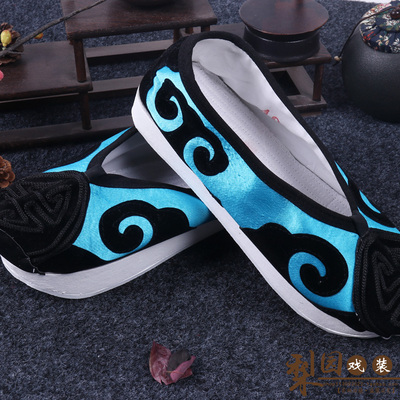 戏曲京越剧古装鞋子 老生鞋八分底老旦鞋夫子里云头 内加高福字履