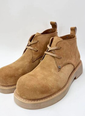 24新款四季可穿反绒厚底米其德比高帮沙漠大黄靴增高休闲通勤皮鞋