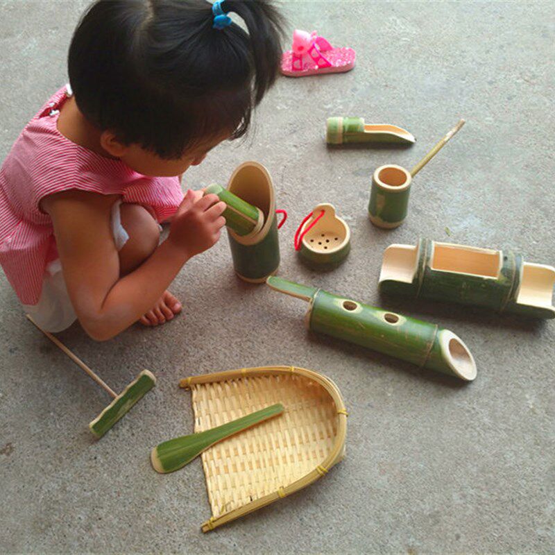 儿童玩沙铲子小竹铲水沙玩具玩沙模具竹簸箕装沙挖沙工具幼儿园