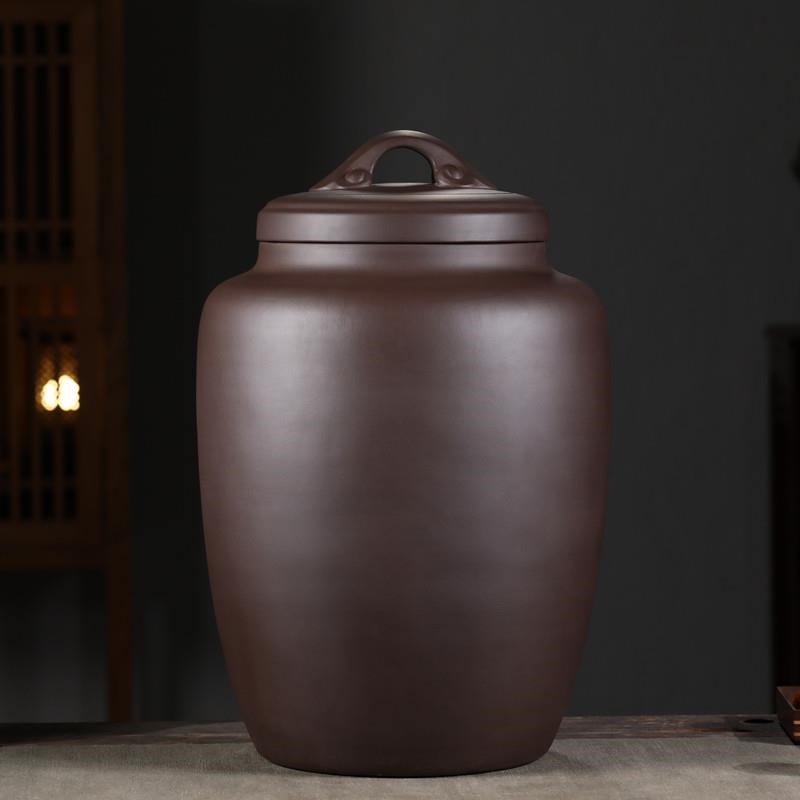 大号紫砂茶叶罐宜兴特大码原矿紫砂密封茶缸普Q洱储存散茶饼罐茶