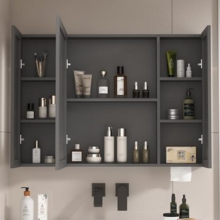 卫生间镜子收纳一体镜柜挂墙式带置物架一体壁挂洗手盆上面的洗漱
