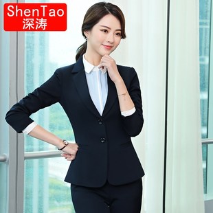 酒店餐厅工作服秋冬装女宾馆前台收银员经理领班职业套装长袖