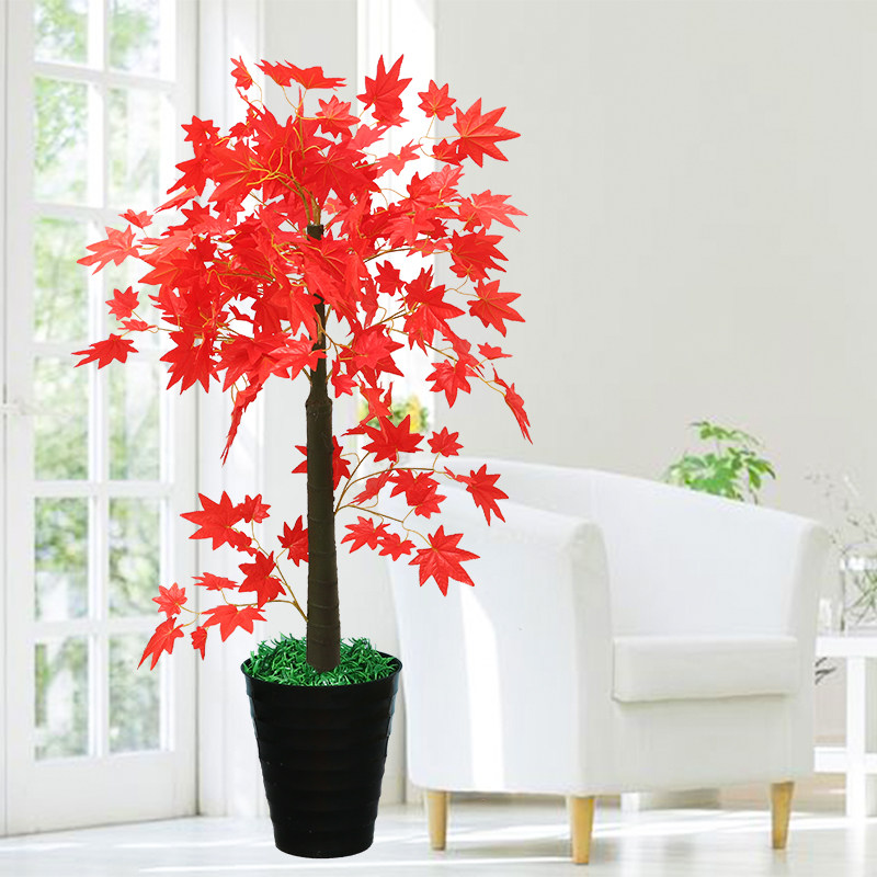 仿真植物假红枫发财树盆栽绿植室内枫树装饰花客厅摆件大型假花卉