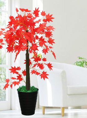 仿真植物假红枫发财树盆栽绿植室内枫树装饰花客厅摆件大型假花卉