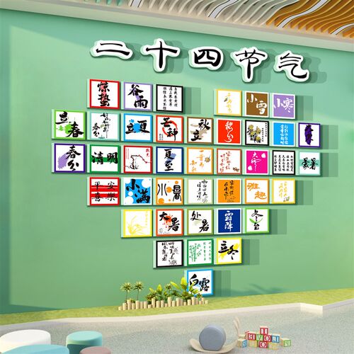 24二十四节气文化墙面装饰挂画幼儿园环创主题成品走廊大厅形象贴