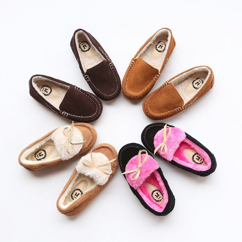 NJ童品 亏清牛翻皮韩版儿童加绒豆豆鞋男女儿童皮鞋冬季 JL-0911,童鞋/婴儿鞋/亲子鞋,棉鞋,淘宝优惠券,粉丝福利购,淘宝优惠卷