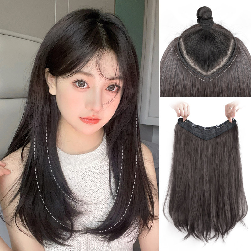 假发片一片式u型微卷假发女长发内扣中长直发增发量蓬松接发贴片