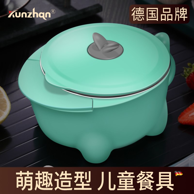 卡通儿童恒温碗304不锈钢双层防D烫防摔可爱婴儿辅食碗注水保温碗