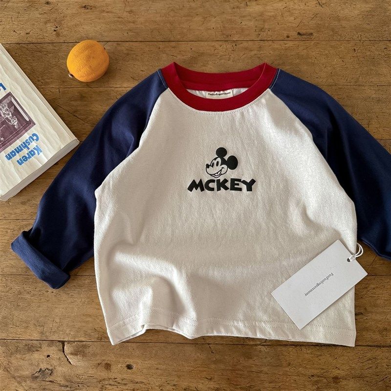 儿童插肩袖男秋季2025新款小童撞色打底衫洋派宝宝卡通T恤女长袖,童装/婴儿装/亲子装,T恤,淘宝优惠券,粉丝福利购,淘宝优惠卷