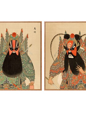 京剧脸谱装饰画国粹戏曲人物花旦挂画新中式酒店走廊壁画中国风
