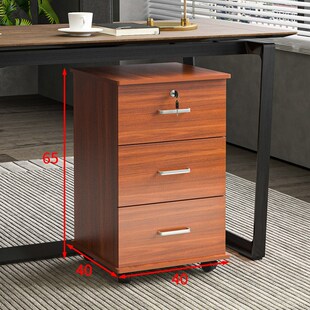 加高三抽移动文件柜65高木质带锁小柜子储物柜办公室桌下抽屉矮柜