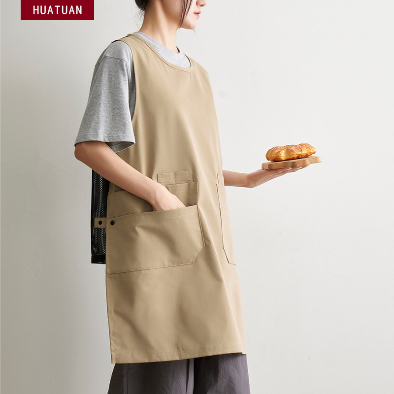 时尚围裙无袖罩衣家用o厨房餐饮防泼水男女咖啡店工作服定制印log