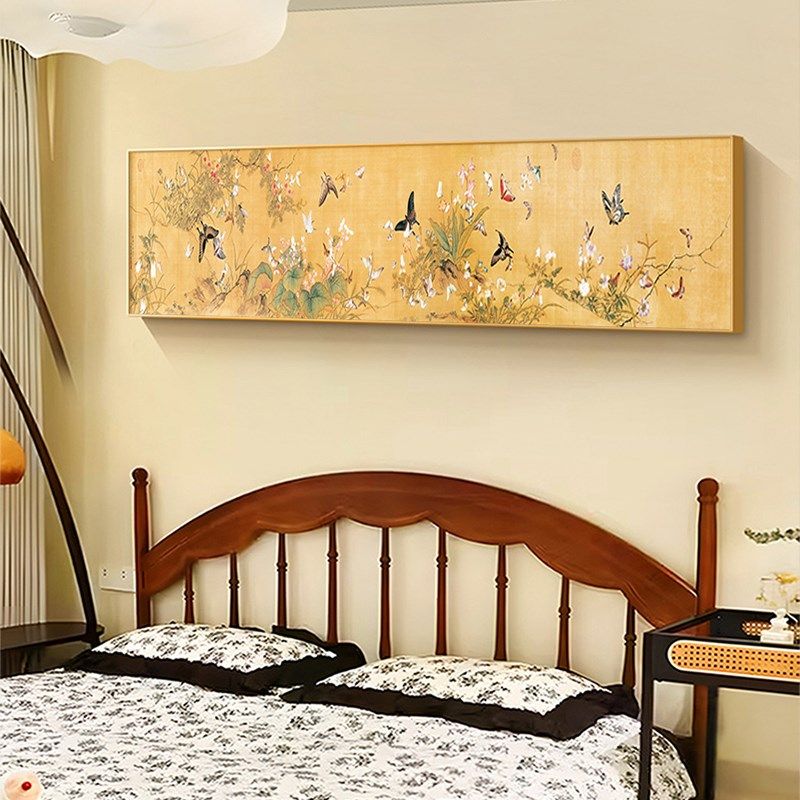 百蝶图法式中国风卧室床头挂画新中式客厅背景墙装饰画高级感壁画
