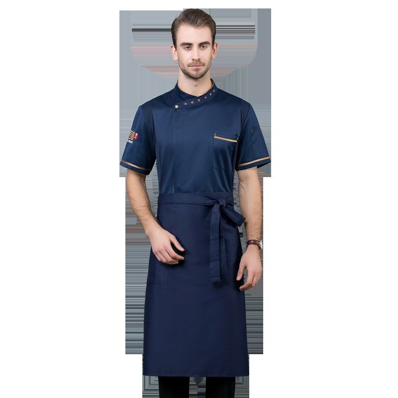 厨师工作服男长袖秋冬装中式酒店餐厅厨房厨师服装工衣七分袖定制