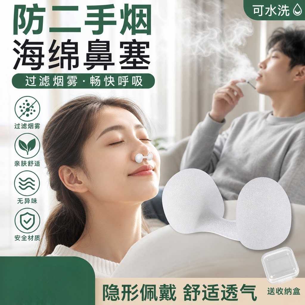 二手烟过滤鼻塞办公室神器随身携带鼻罩专用防尘隐形易呼吸防过敏