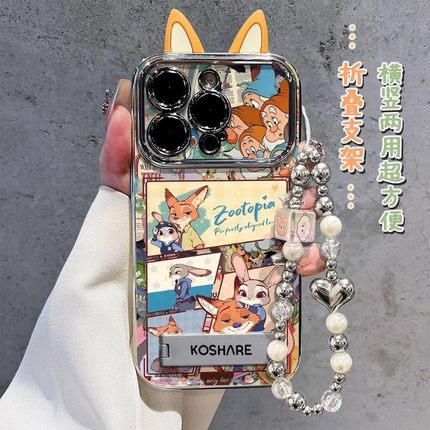 适用OPPOA58x手机壳oppo尼克朱迪A1/2PRO镜子支架93/92/53S卡通97/96/72/57/1加13电镀视窗可爱火K12/11套10X