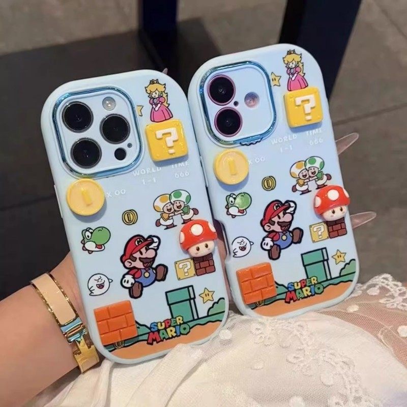 电玩马里奥适用苹果17pro手机壳IPHONE16华为MATE70红米K80荣耀400可爱OPPORENO14金属小胖妹VIVOX200小米15