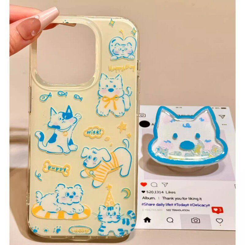 铃铛猫狗适用苹果17PRO手机壳IPHONE15promax14plus13华为mate70+pura80荣耀migic7nova12白色IMD400P60套