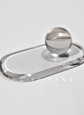 一匚轻奢现代ins水晶艺术椭圆香薰托盘样板间餐厅售楼处桌面摆件