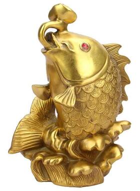 百财如意鱼铜鲤鱼摆件铜鱼摆件 铜聚宝盆鱼 铜鱼龙门摆件年年有鱼