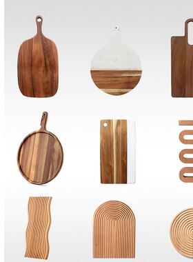 大理石实木砧板披萨面包样板间厨房餐厅灶台装饰品摆件拍摄道具