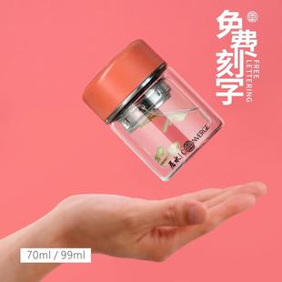 便携双层玻璃杯耐热小巧茶杯子男女士迷你小容量水杯家用定制logo