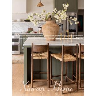 Sabi风格 Wabi 餐椅咖啡厅餐厅靠背椅子 纳维亚实木藤椅B&B 斯堪