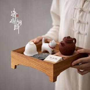 简约胡桃木茶食盘点心碟正方形壶承托盘家用壶承干泡台实木收纳盒